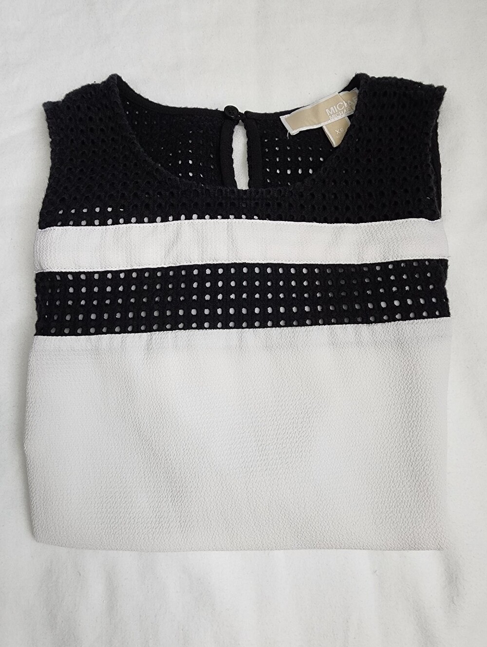 MICHAEL Michael Kors Black and White Sleeveless Mesh Inset Camisole XS